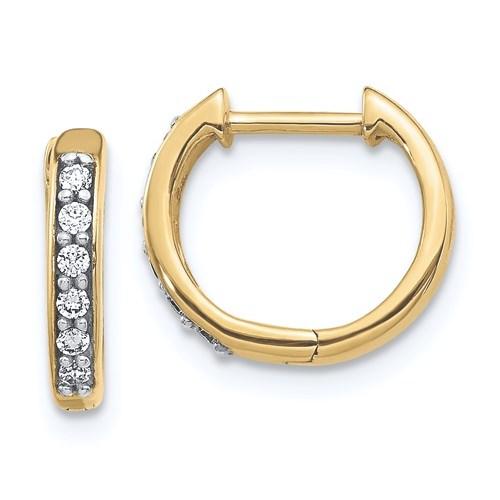 Petite Diamond 14KT Gold Hoop Huggie Earrings