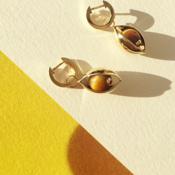 The Tiger Eye Hoop Earrings