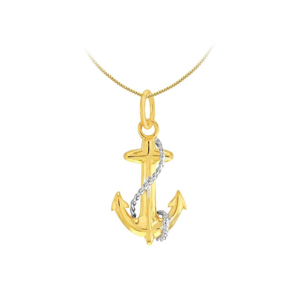 2 Tone Gold and Silver Mini Anchor Pendant