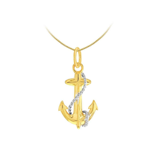 2 Tone Gold and Silver Mini Anchor Pendant