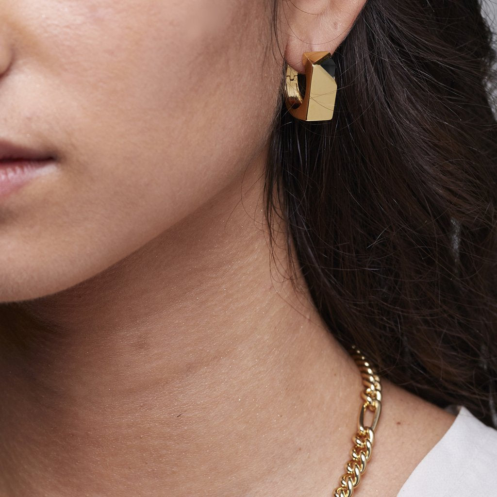 Jewel Beneath Signet Earrings Black Onyx and 24k Gold Vermeil