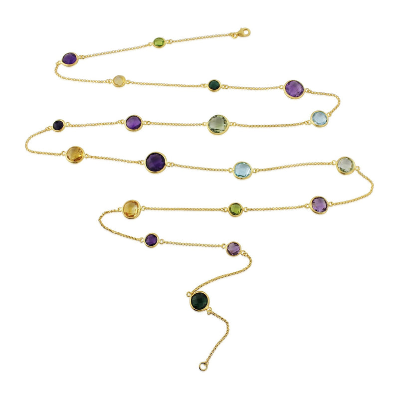 Chennai 18ct Gold Vermeil & Multi Gemstone Long Necklace