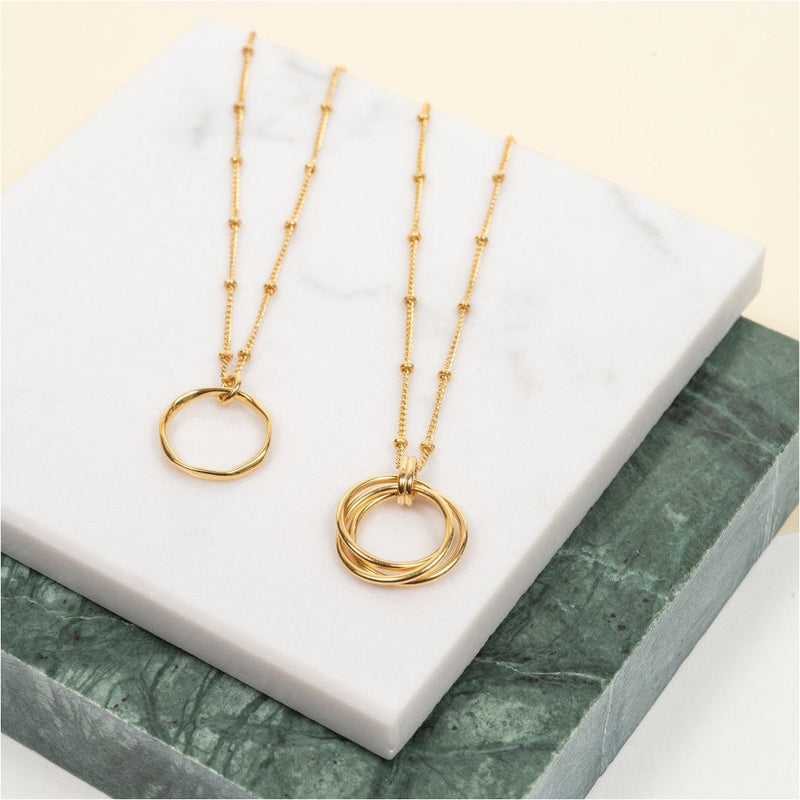 Necklaces & Pendants - Ronda Round Yellow Gold Vermeil Pendant With Beaded Chain