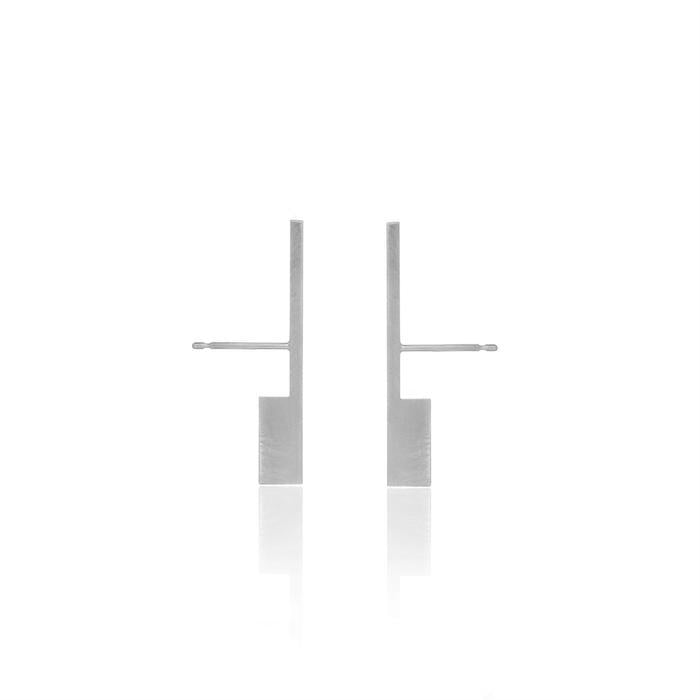 Unfinishing Line Silver Perspective Earrings