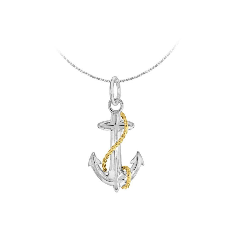 2 Tone Silver and Gold Mini Anchor Pendant