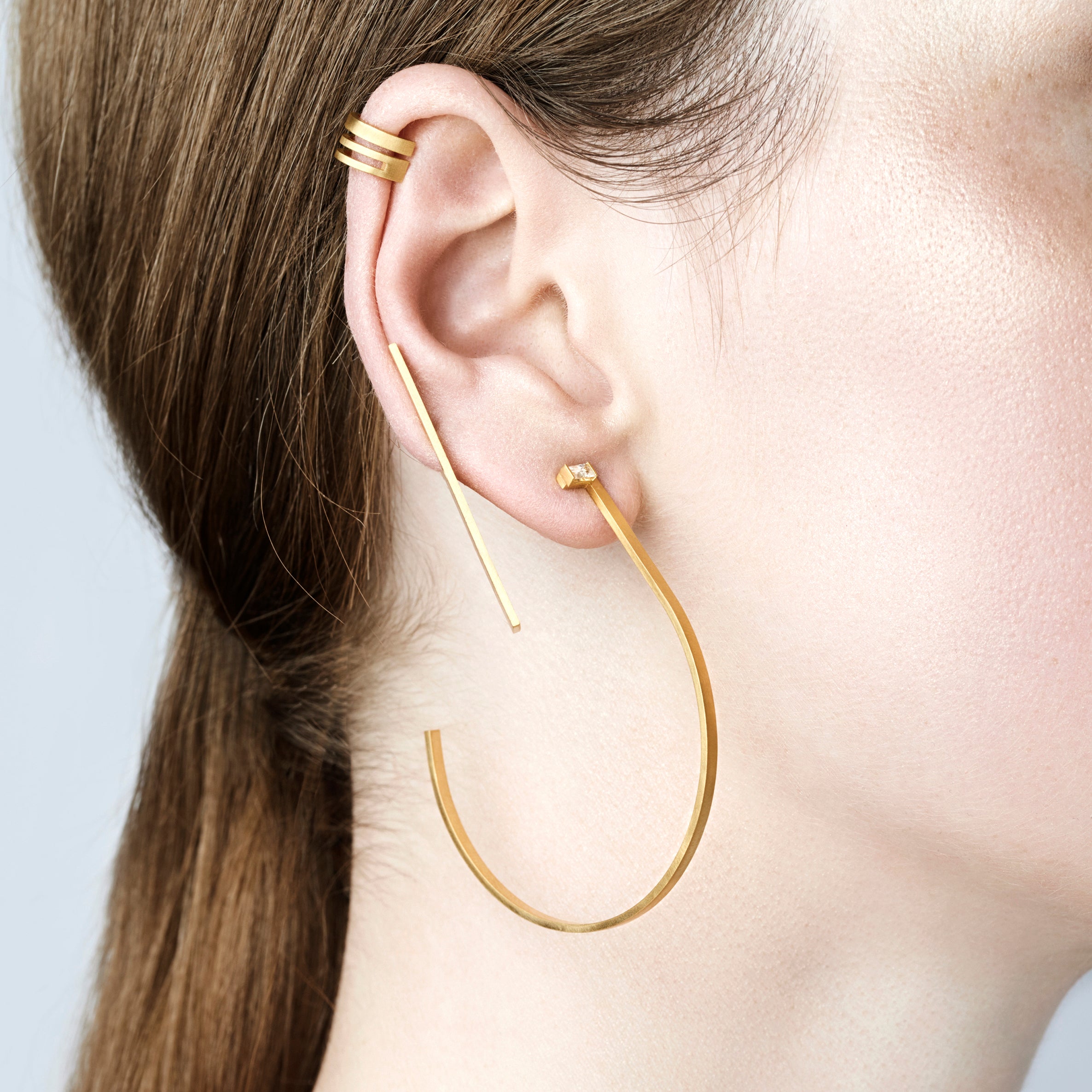 Unfinishing Line Triple Line Silver Ear Cuff